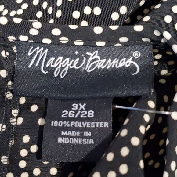 Maggie Barnes Sz 3X 26/28 Black White Polka Dot Sleeveless Shell Top Blouse Tank - Picture 7 of 7